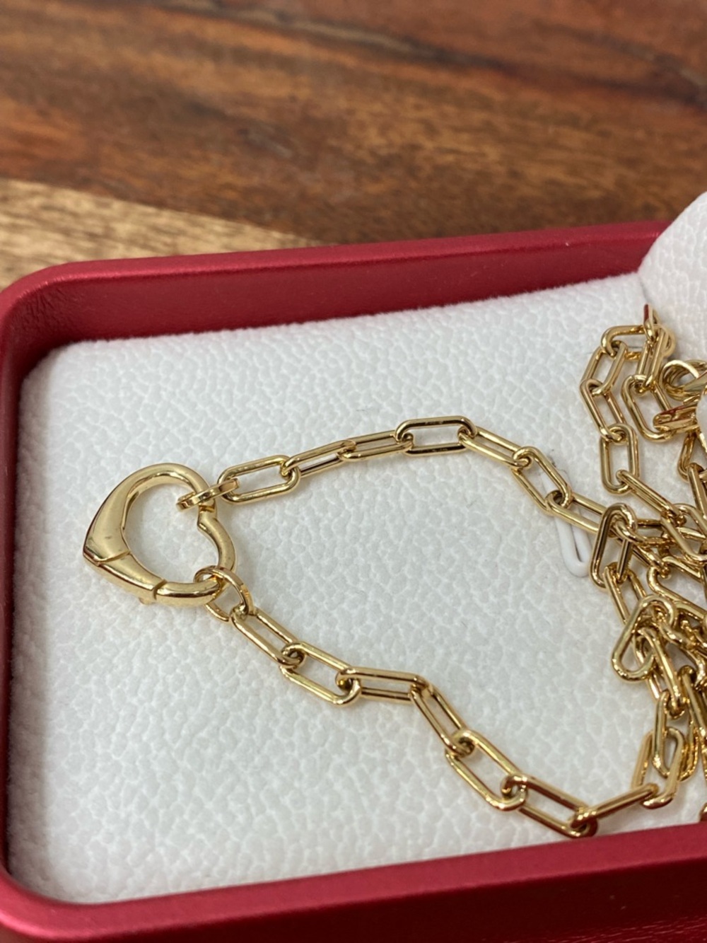 14K Yellow Gold Paperclip Heart Necklace - Picture 3 of 5